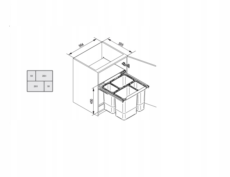 SORTOWNIK KOSZ NA ŚMIECI 60 Z DOMYKIEM JC609 FRONT Kod producenta jc609 front