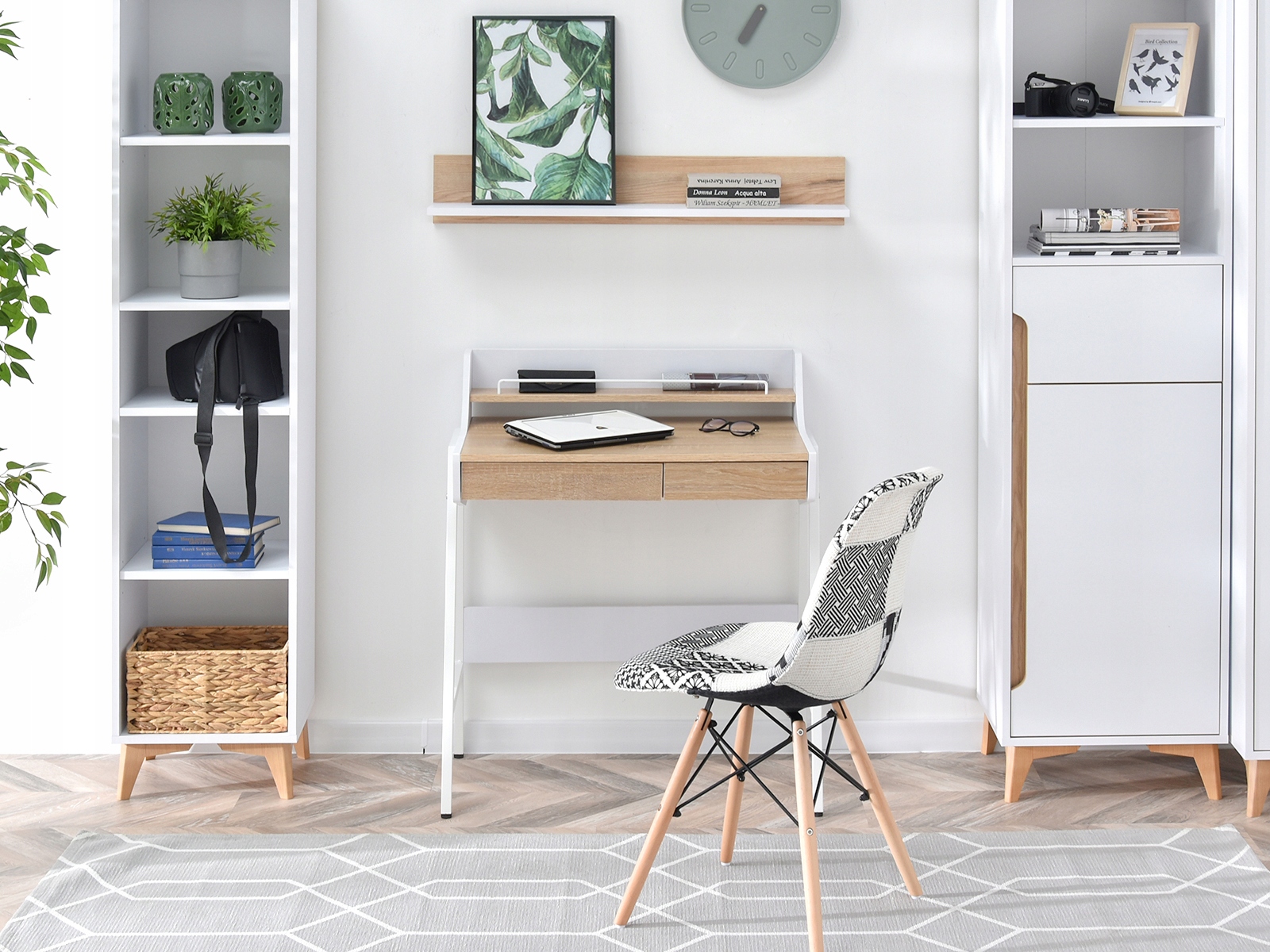 BIURKO SKANDYNAWSKIE Z SZUFLADAMI BORR BIAŁY SONOMA Kod producenta MP4089