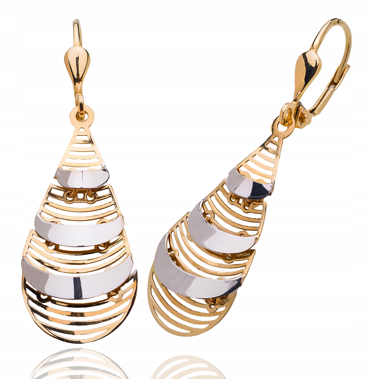 Náušnice Zlaté Anglické Dámské Dvoubarevné 585