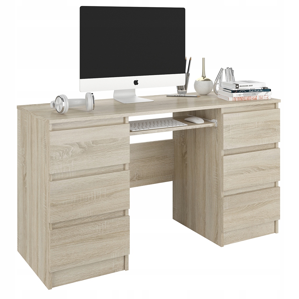 Meble Biurko komputerowe 6sz 135cm sonoma N32