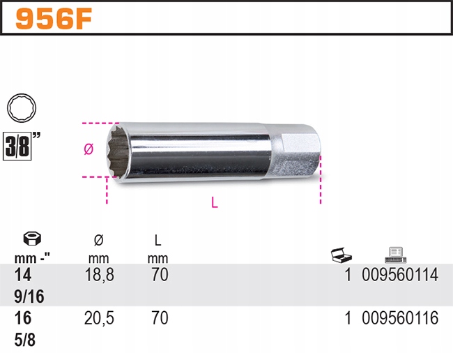 КРЫШКА 3/8 ДЛЯ СВЕЧИ ЗАЖИГАНИЯ 12-K 14MM BETA 956F/14