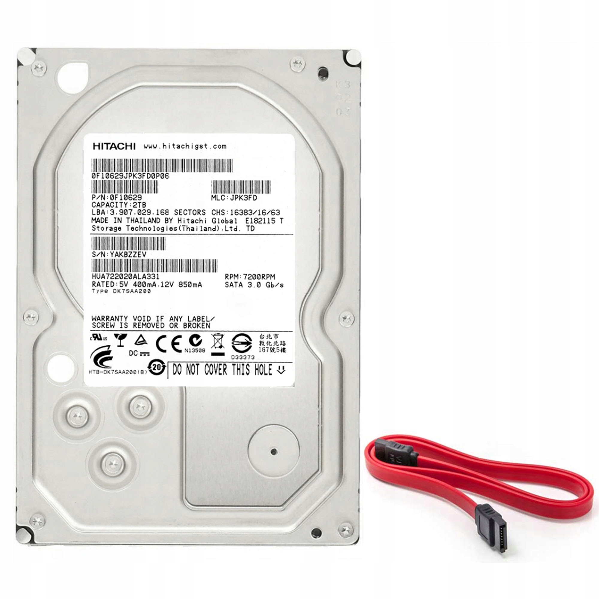 

Hitachi Hgst 2000GB 2TB Sata II 7200RPM 64MB