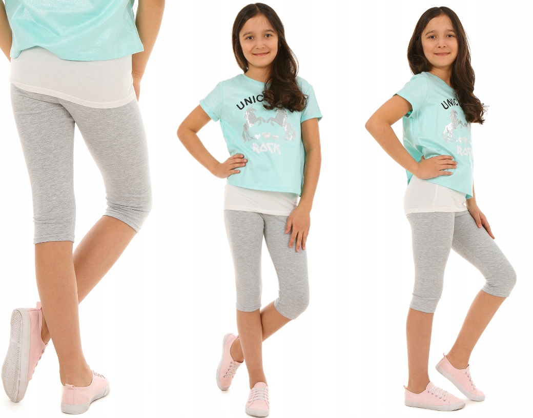 

Legginsy 3/4, rybaczki 152-158 Kropek Szary