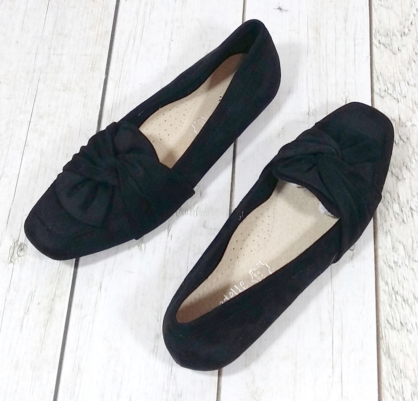 MOKASYNY DAMSKIE ZAMSZ SKÓRZANA WKŁADKA CZARNE 38 Wzór dominujący bez wzoru