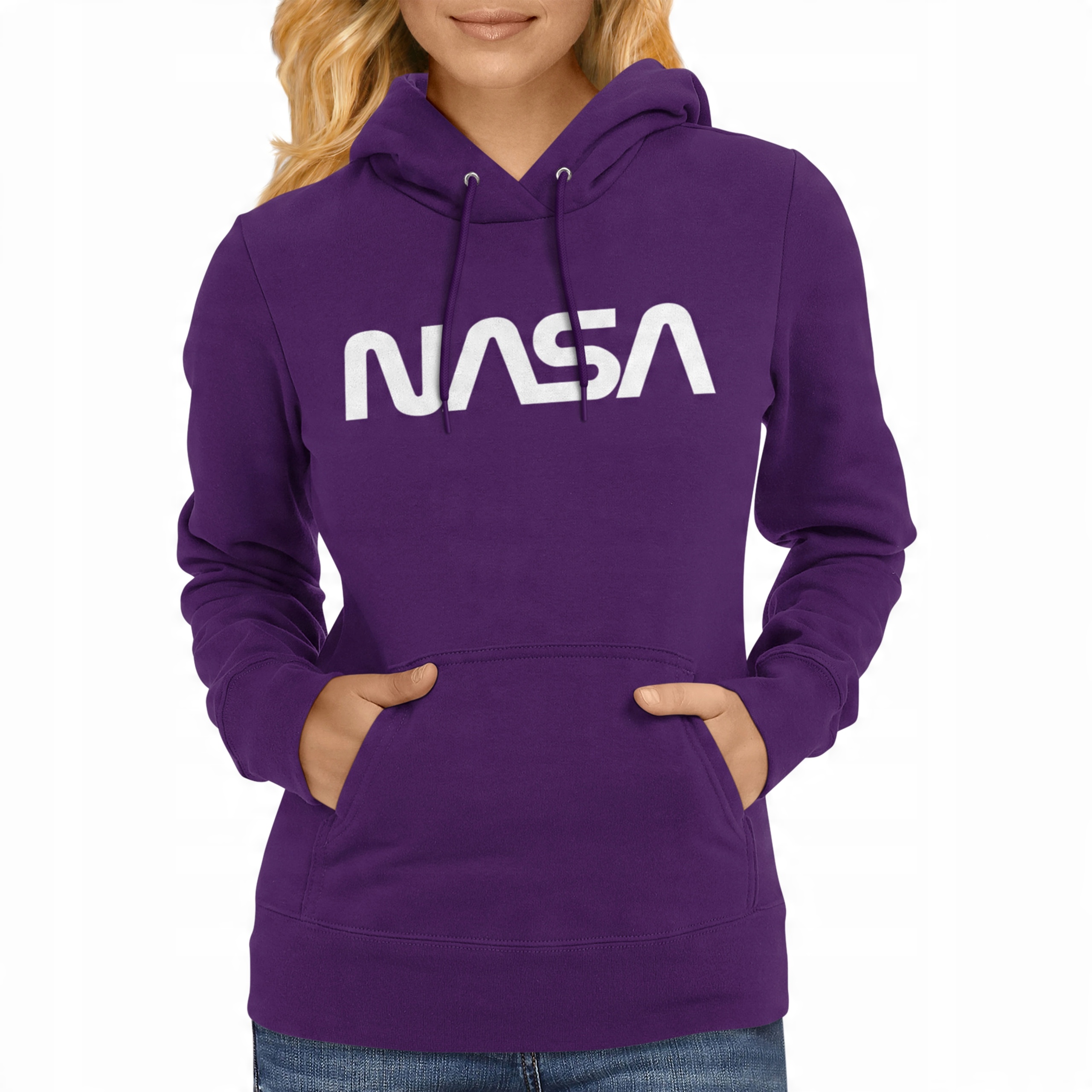 

Bluza Nasa damska kangurka z kapturem fioletowa M