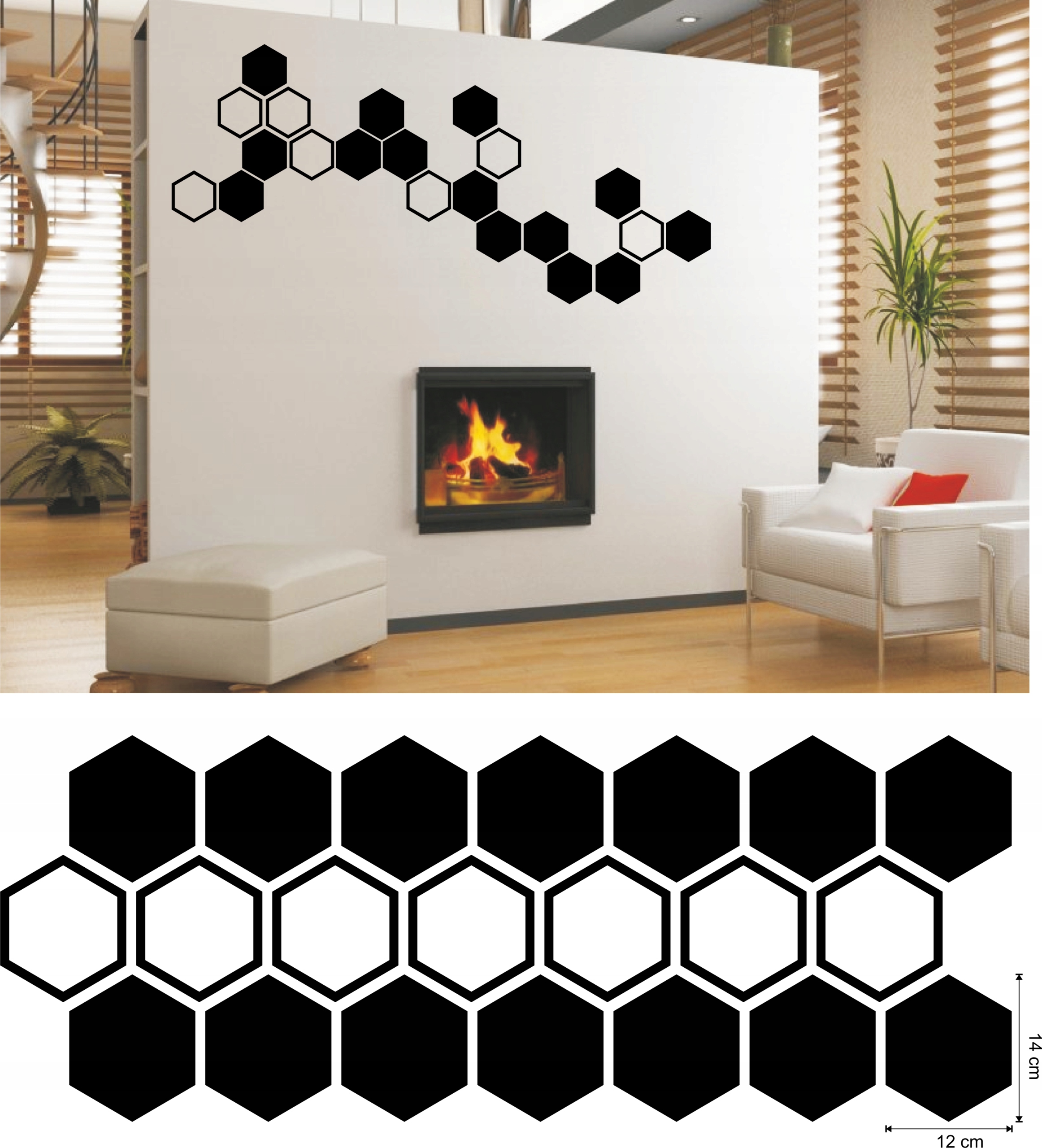 Naklejka KOMPLET PLASTRÓW, Plaster miodu 12cmX14cm Długość 14 cm