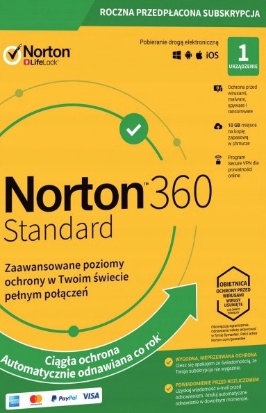 

Norton 360 Standard 1 Pc 1 Rok +10 Gb +Secure Vpn