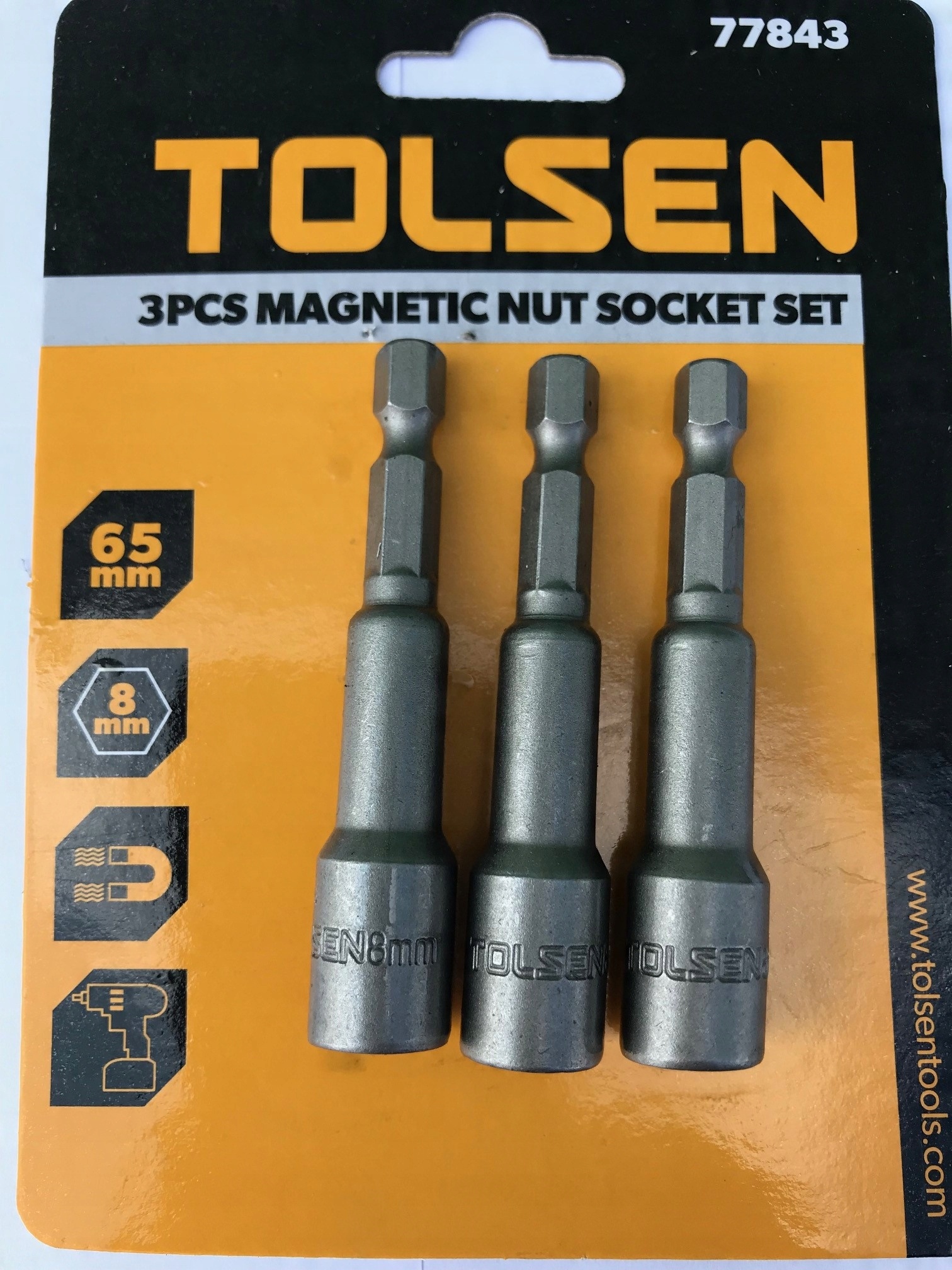 

Tolsen Nasadki magnetyczne do wkrętarki 8mm 3szt.