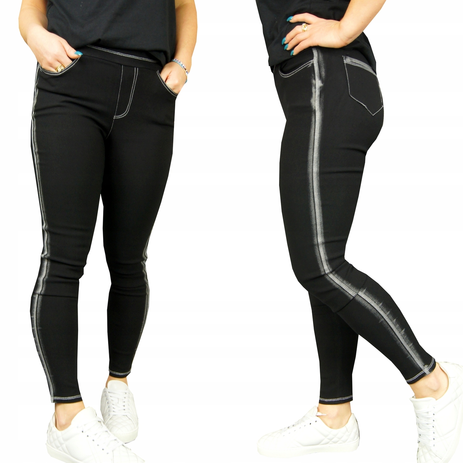 

Spodnie leginsy Modne Kieszenie Lampas Trend, M
