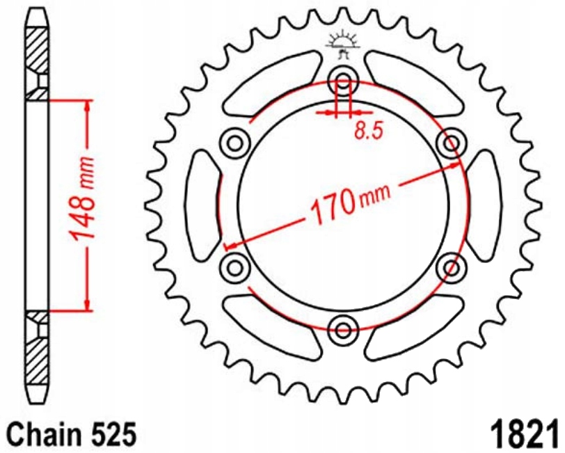 Zadní ozubené kolo 525 Jtr 47Z Suzuki Dr 800 S Su 94-99