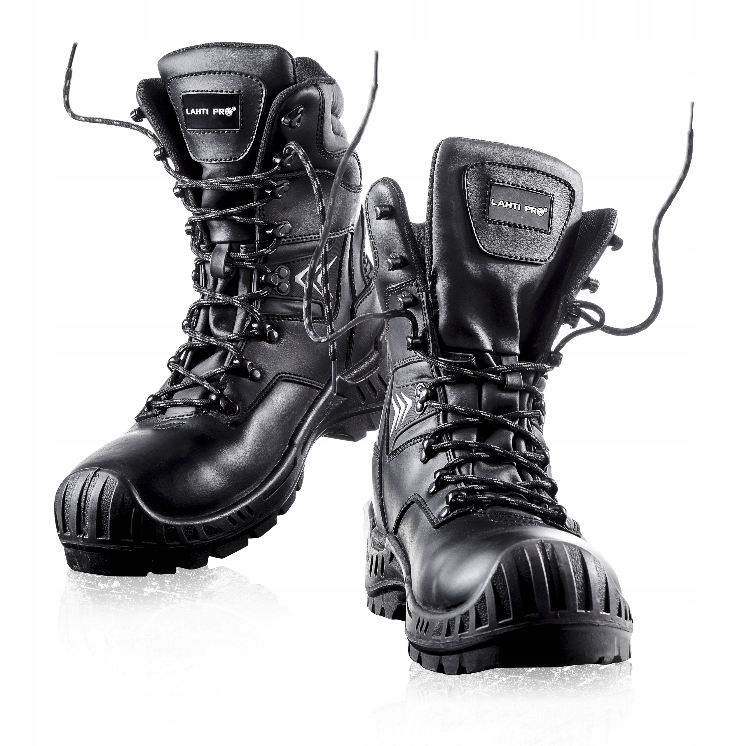 Trzewiki bez podnoska wysokie skórzane śniegowce czarne 39 Lahti Pro
