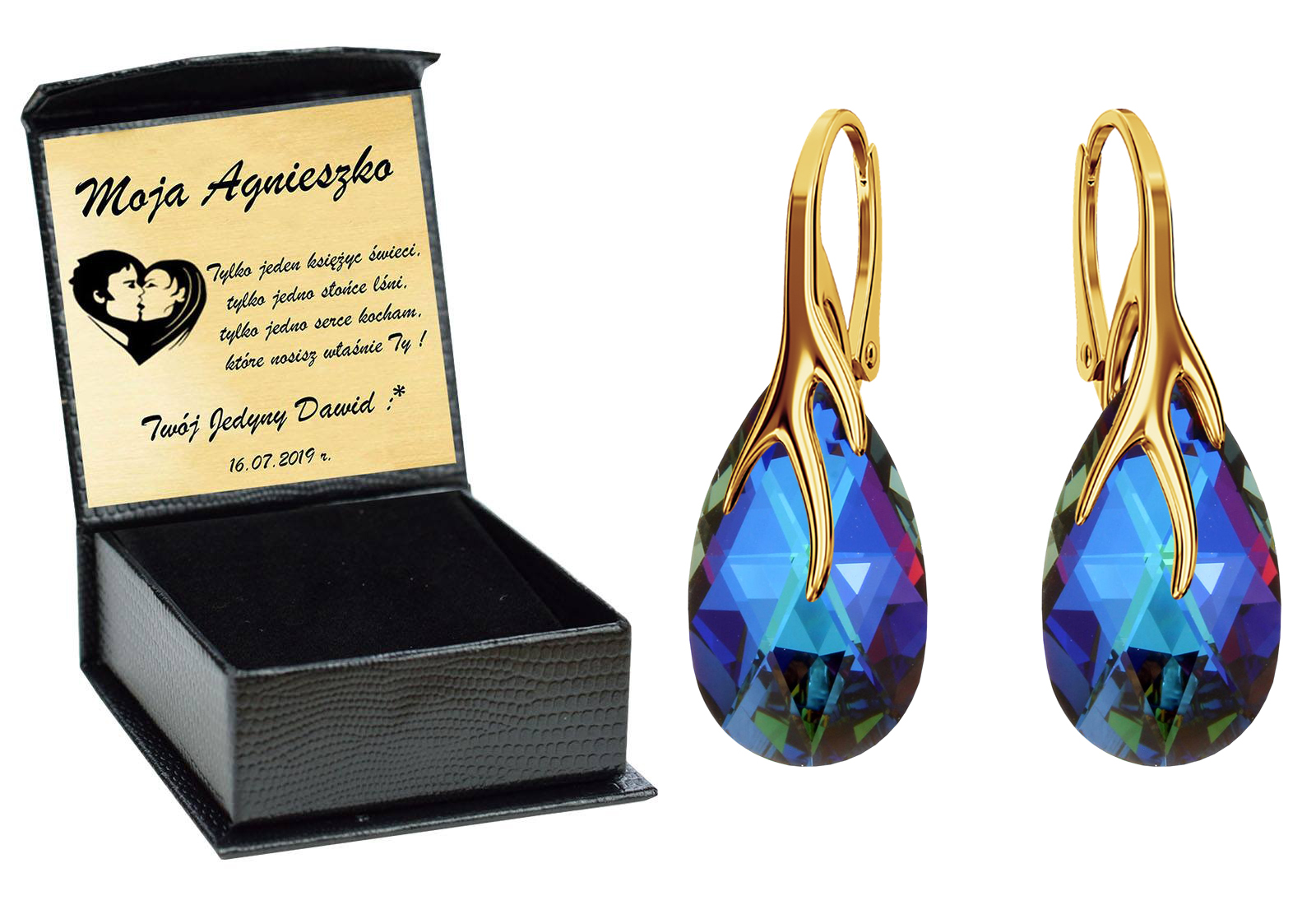 

Drapieżne Kolczyki Swarovski Złote 925 Grawer