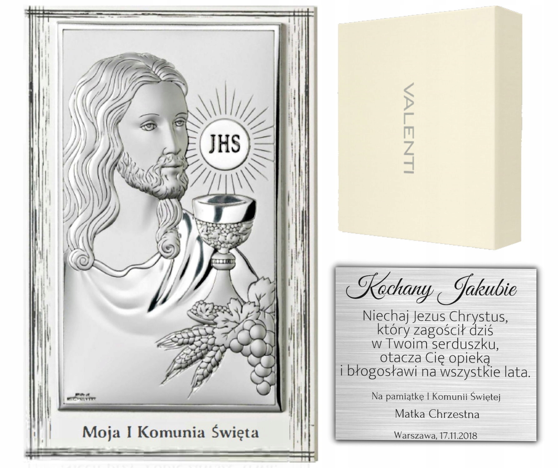 Suvenýr Svaté Přijímání Svatý Obrázek Stříbrný Gravírování