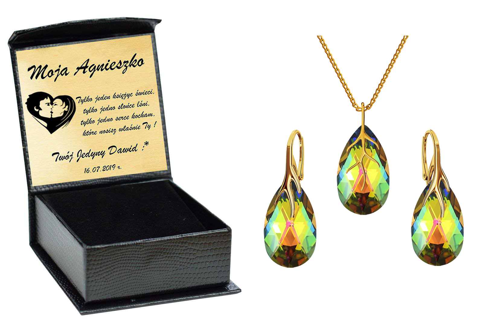 

Pozłacany Drapieżny Zestaw Swarovski Srebro 925 VM