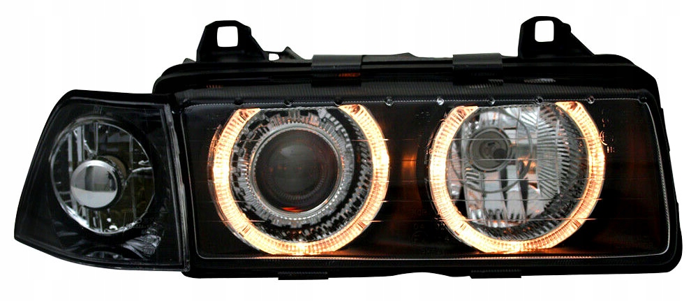 BMW 3 E36 COUPE CABRIO LAMPY reflektory BLACK ring Producent części CTS Tuning