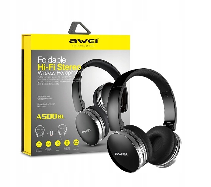 

Słuchawki Nauszne Awei A500BL Bass Bluetooth czar