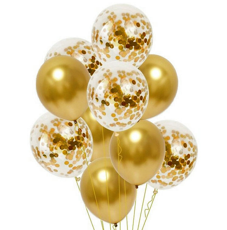 

Balony Złote z Konfetti Dekoracje Zestaw Panieński