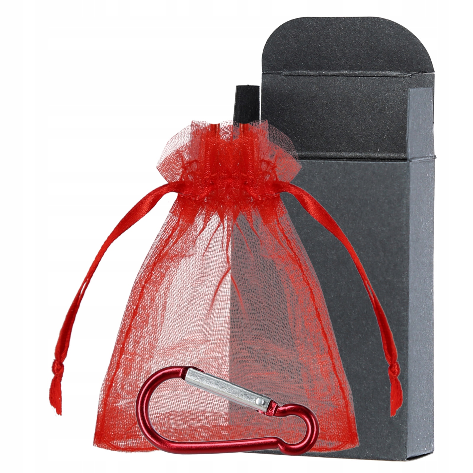 Opakowanie na prezent pudełeczko kartonik woreczek szyfonowy karabińczyk