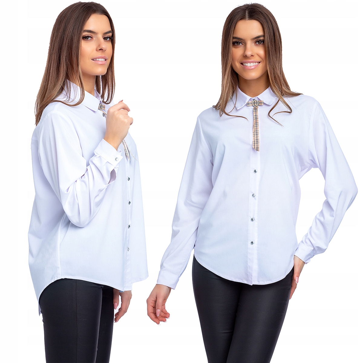 Klasyczna kobieca elegancka bluzka broszka roz- 46