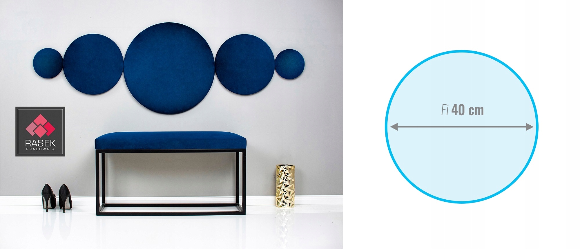 PANELE TAPICEROWANE KOŁA - fi 40 Szerokość mebla 40 cm