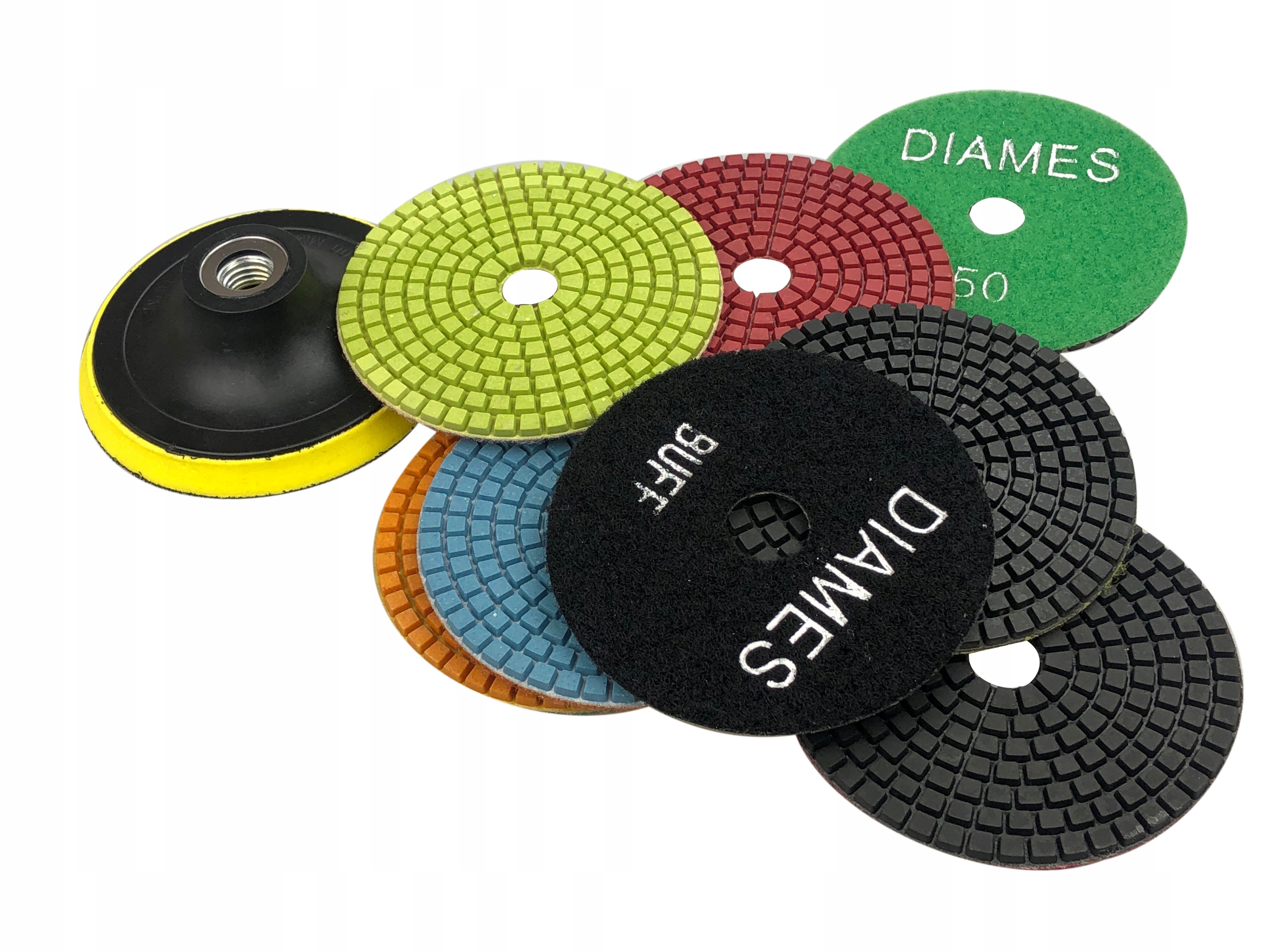 KPL 8 SZT DYSK POLERSKI RZEPIK #50 BUFF + UCHWYT