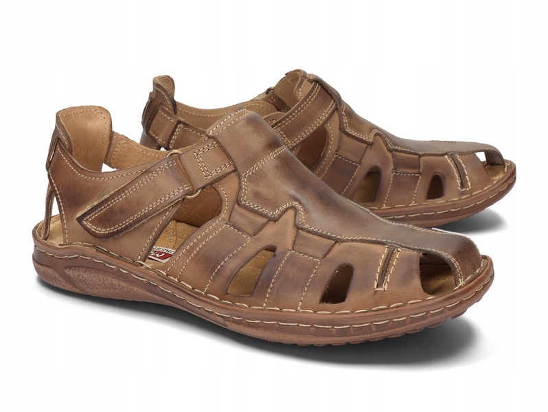 SANDAŁY NA RZEPY MĘSKIE SKÓRA POLSKIE 222 BRĄZ 41 Marka inna