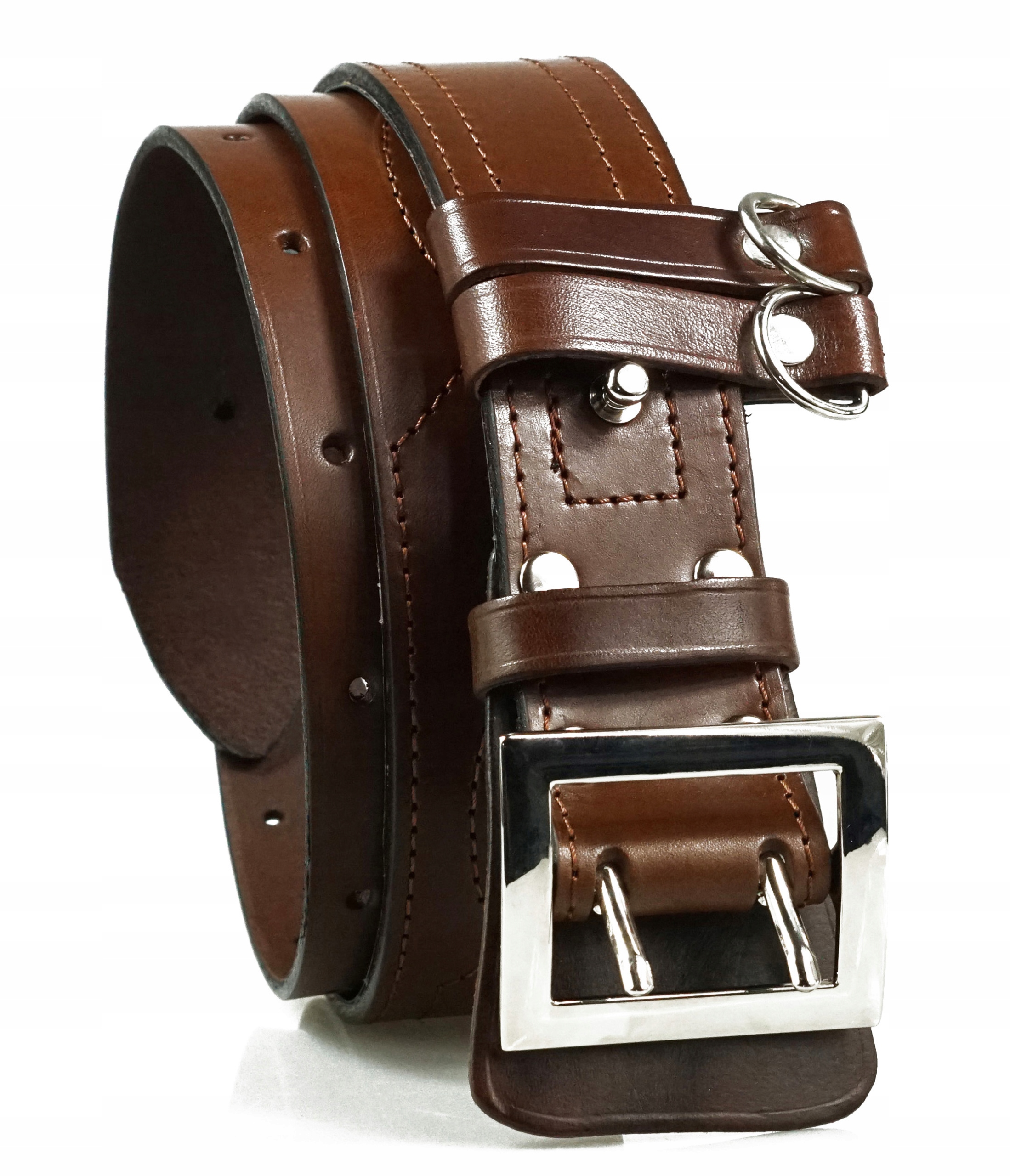 SKÓRZANY PAS OFICERSKI WOJSKOWY BRĄZ 1