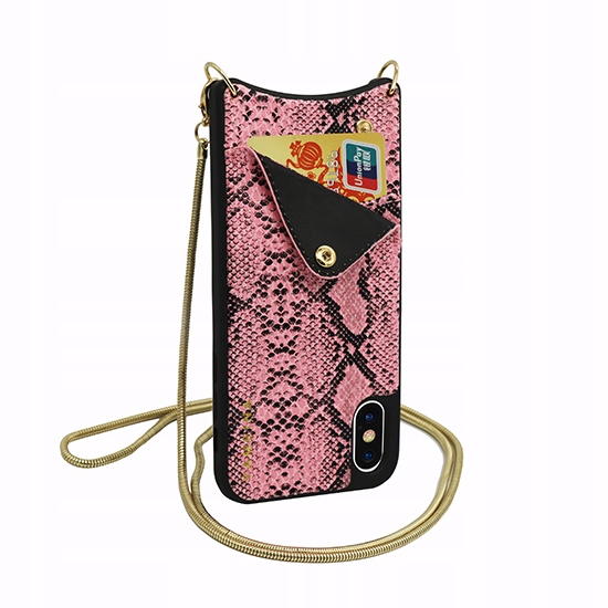 

Iphone X/xs Torebka Etui - Łańcuszek Różowy Snake