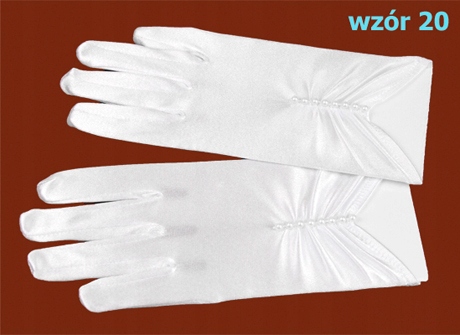 Krótkie Rękawiczki do Komunii Z PEREŁKAMI Rodzaj pięciopalczaste