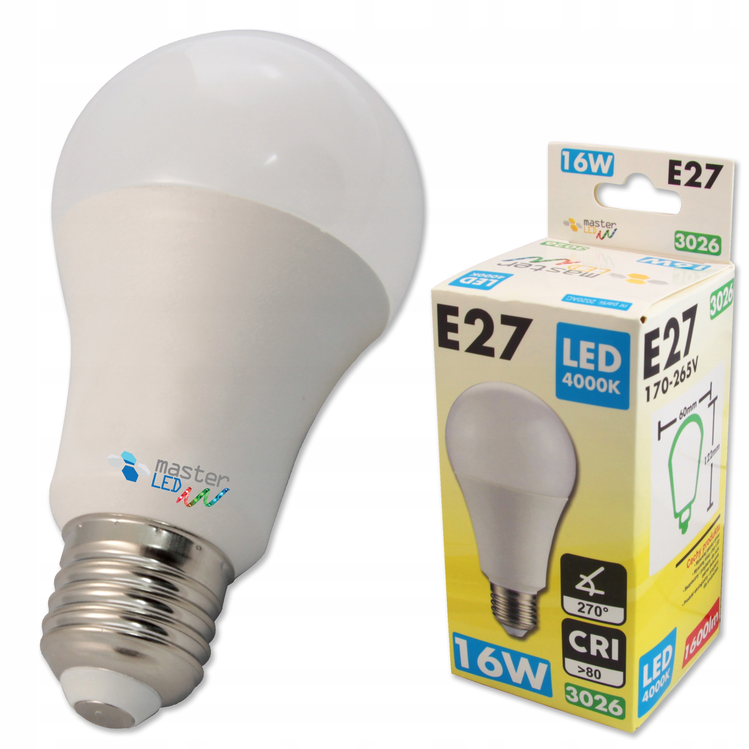 

Żarówka Led dioda E27 2835 16W 230V Biała Zimna