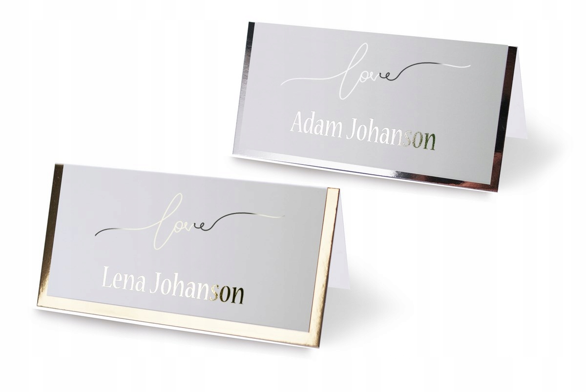 ZŁOCONE WIZYTÓWKI WINIETKI SREBRZONE Kształt prostokątny