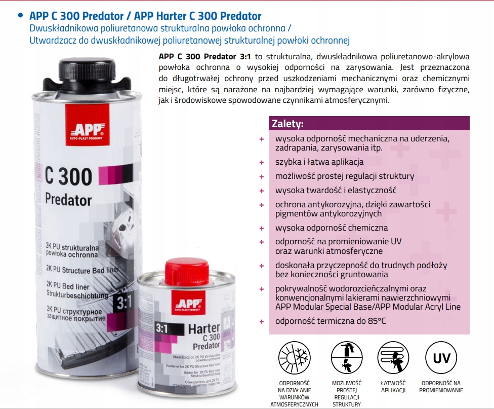 APP C300 Predator 3 1 utwardzacz Declared Capacity 800 ml