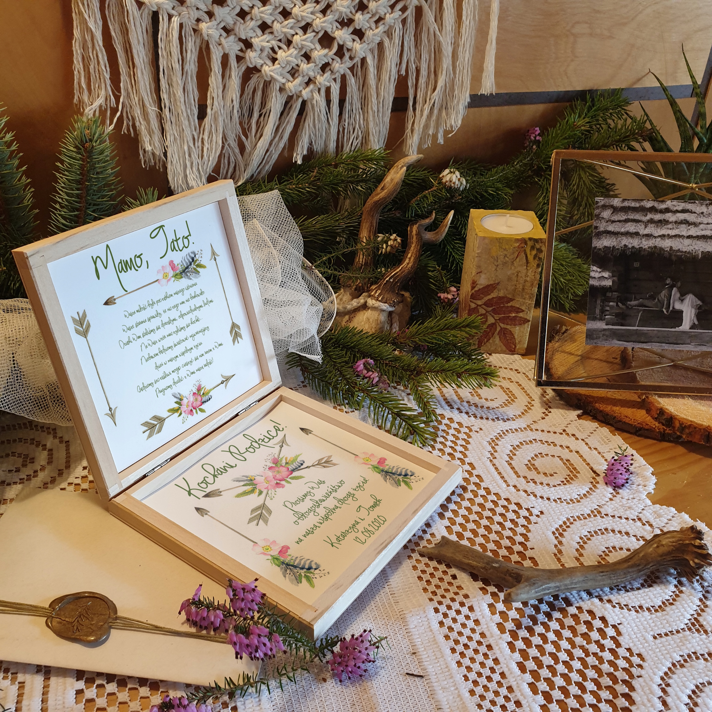 B1 BOHO ZAPROSZENIE DLA RODZICÓW BŁOGOSŁAWIEŃSTWO Zdobienie brak