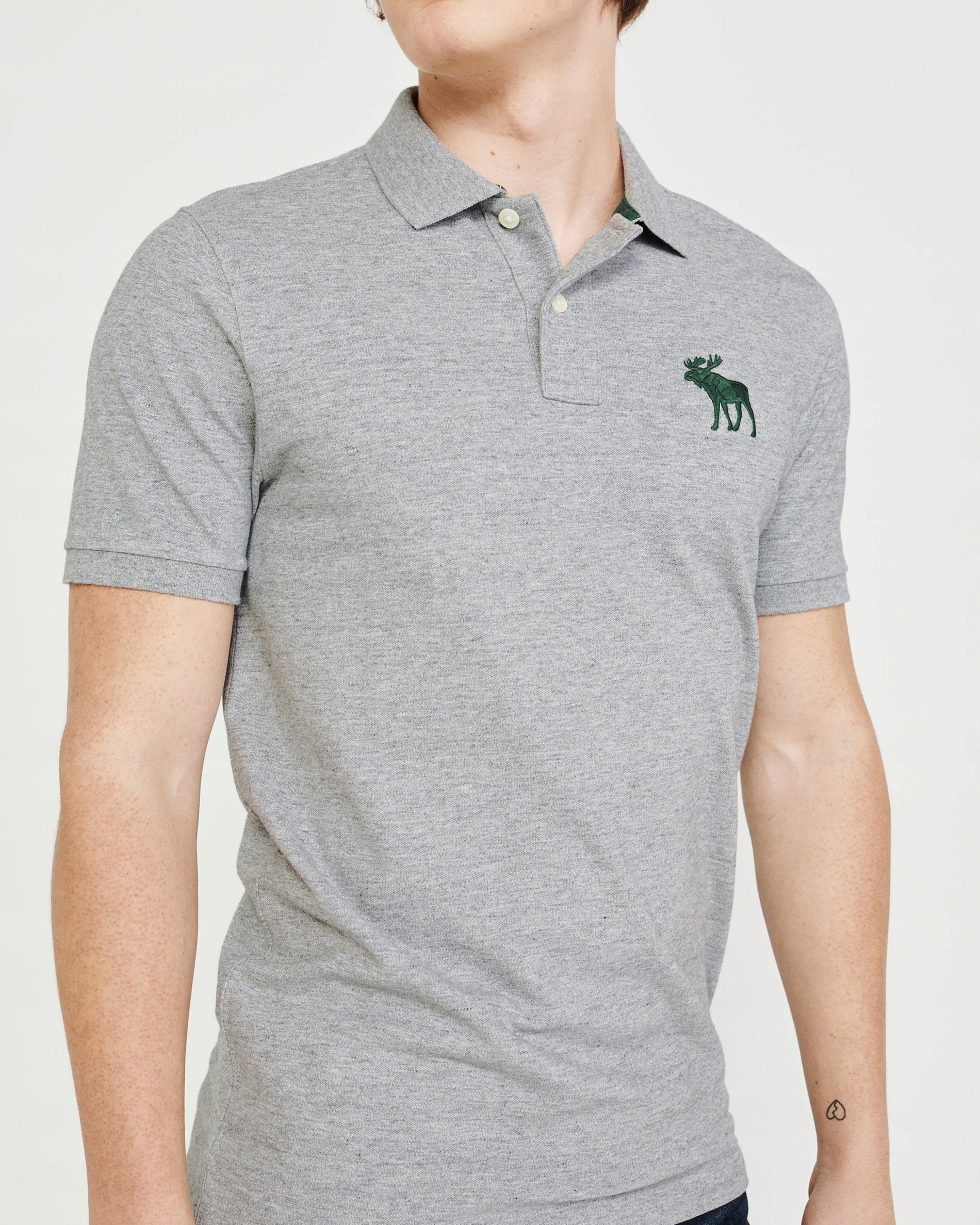 A&F ~ SZARA KOSZULKA POLO ~ BIG LOGO ~ M Kolor szary