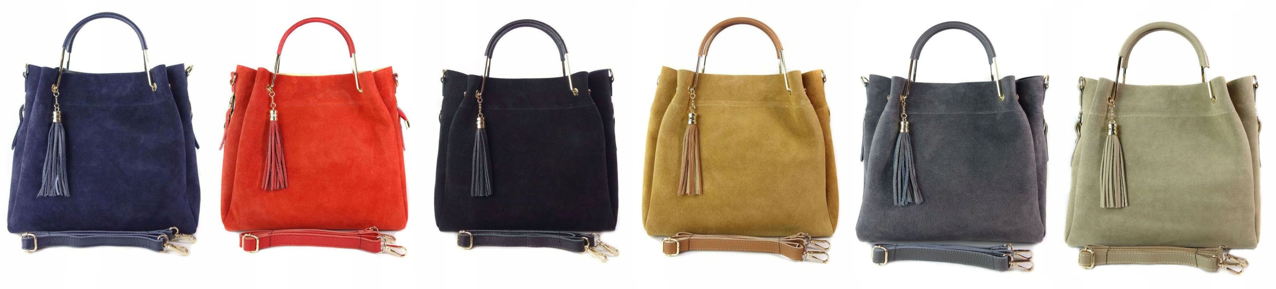 KUFER VERA PELLE WŁOSKA SKÓRA ZAMSZ A4 CZERWONA Wielkość duża (mieszcząca A4)