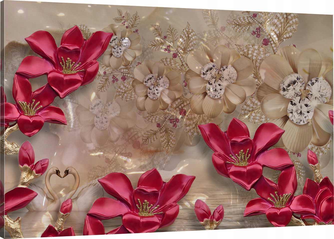 

Obraz Na Płótnie Złoto Czerwień Kwiaty 100x70