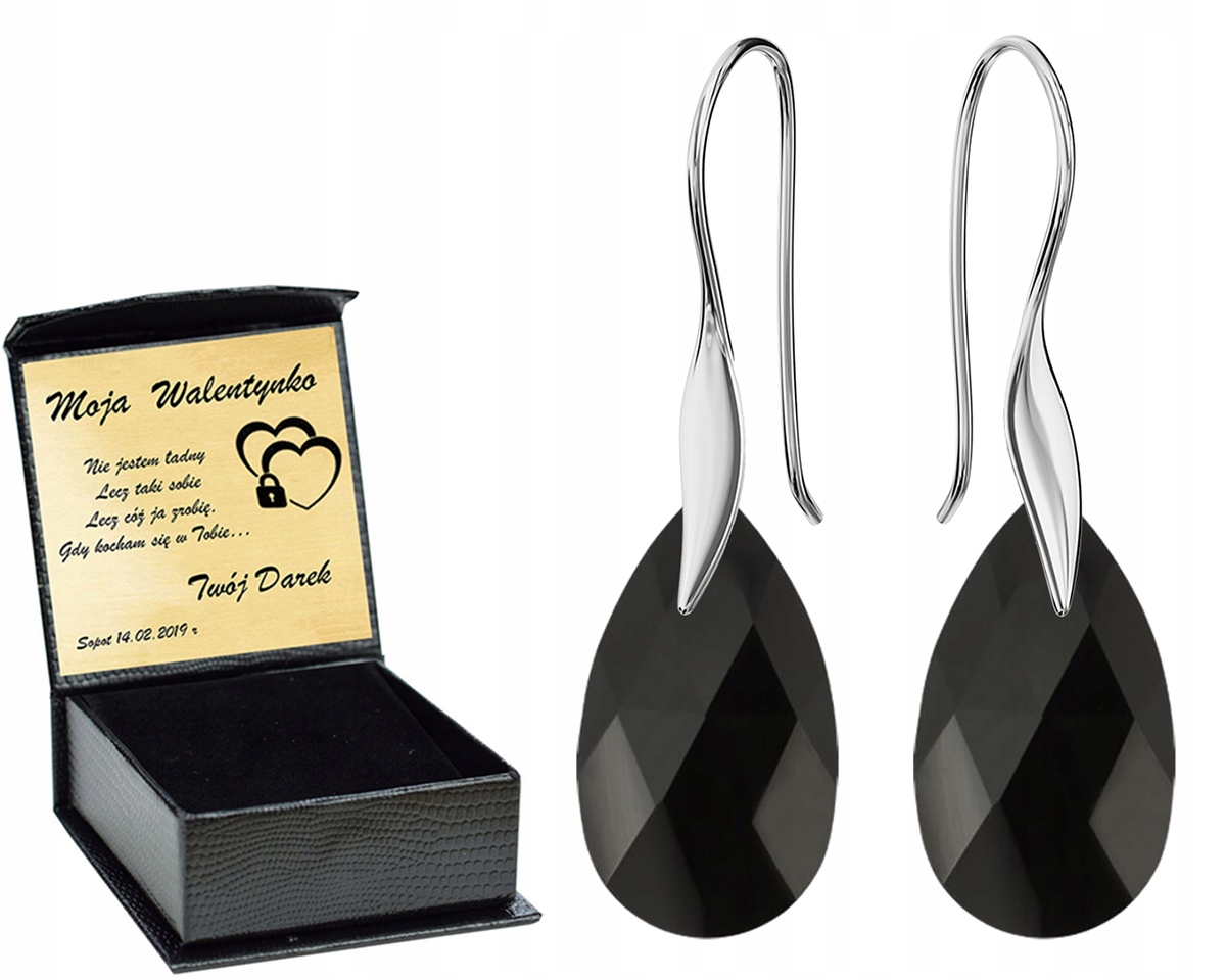 

Srebrne Kolczyki Almond Style Hook Swarovski Grawe