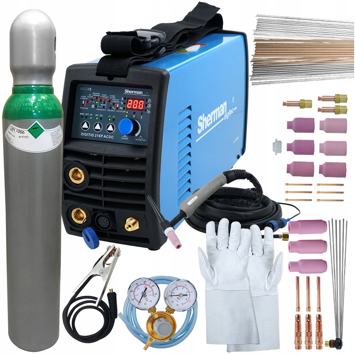 Spawarka inwertorowa AC/DC TIG 200 Puls HF zestaw