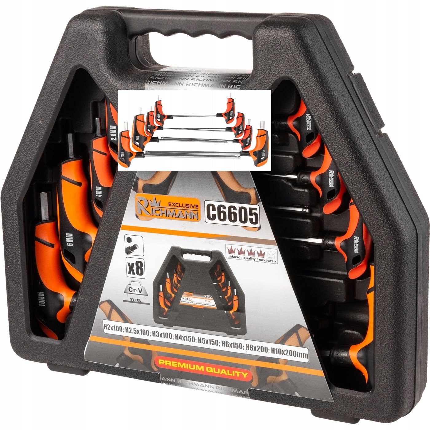 KLUCZE IMBUSOWE UCHWYT TYP T 2 10 MM 8 elem Producent code C6605