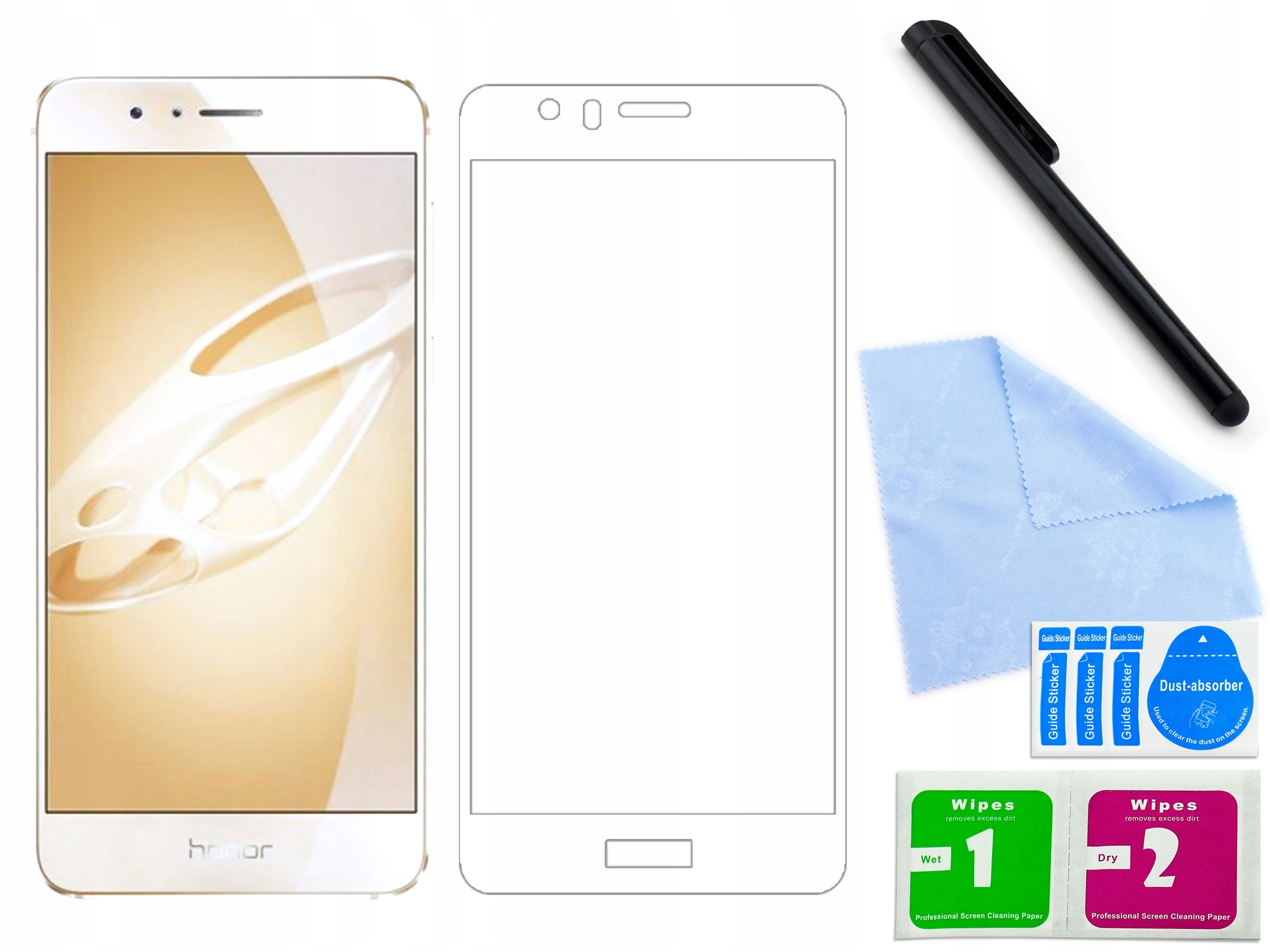 

Zaokršglone szkło do Huawei Honor 8 Białe