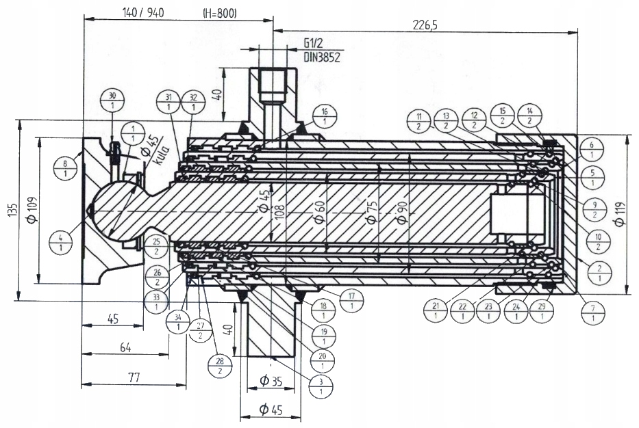 Zestaw hydrauliczny wywrotu kipra 2 2 8 m 800 Part manufacturer Skraw Met