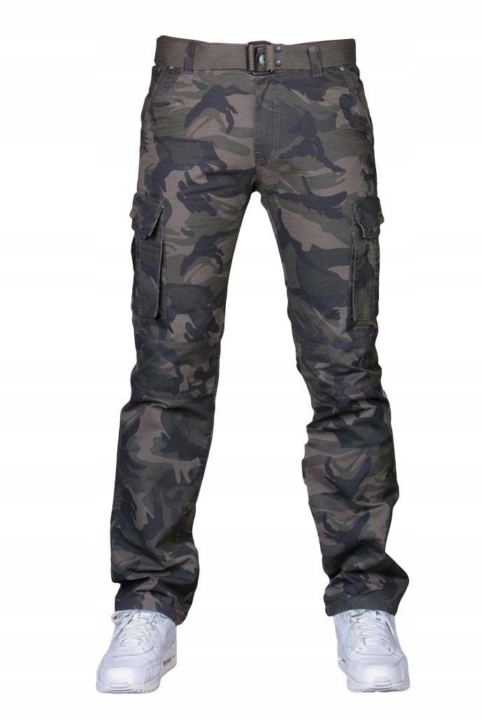 Spodnie robocze z paskiem moro 2096 rozmm. 32 Fason bojówki