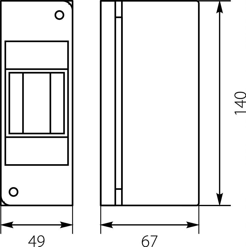 Rozdzielnica modułowa 1x2 natynkowa, skrzynka na esy, IP30 RNO 2