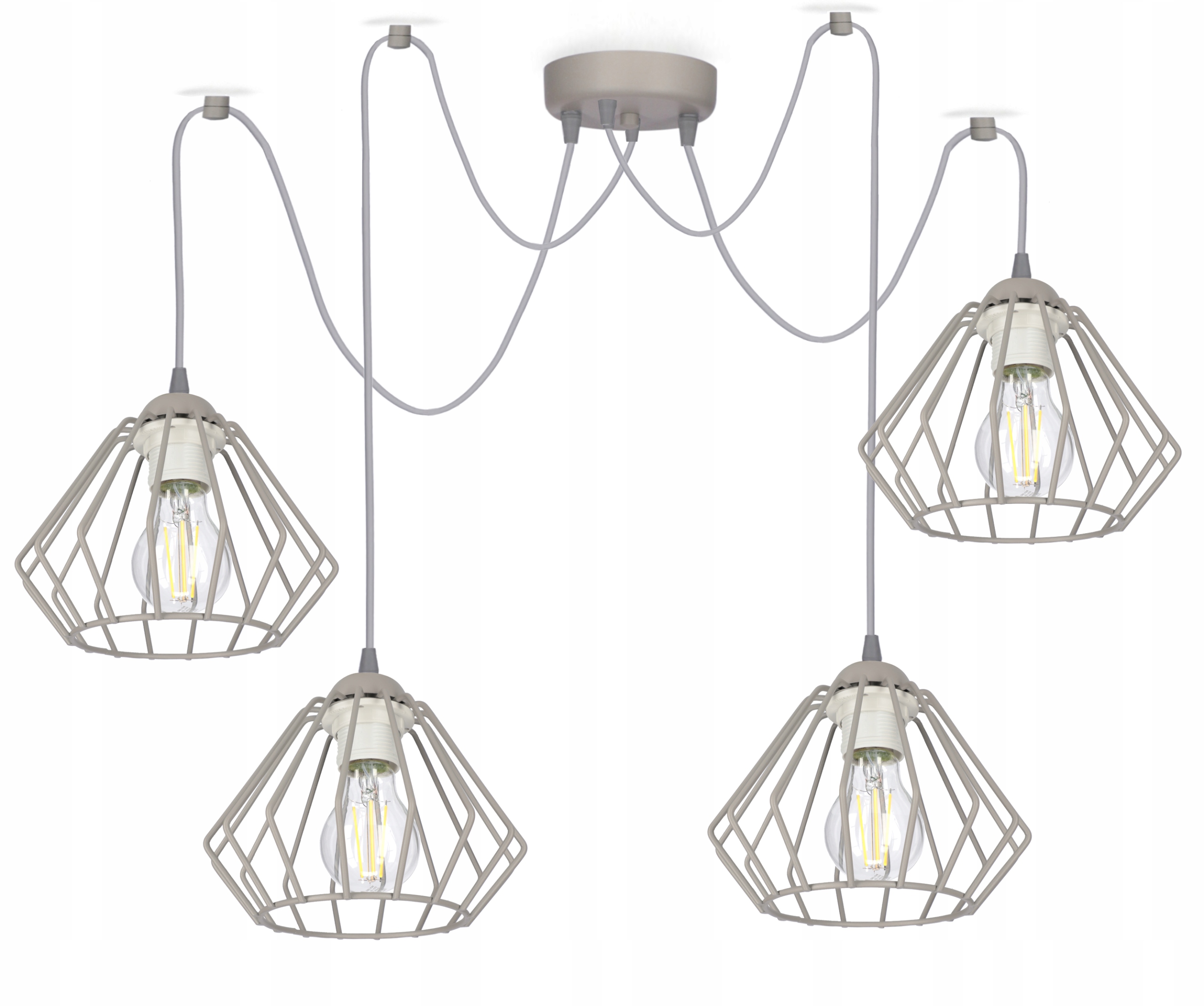 Lustr závěsné stropní svítidlo Pavouk Drátěný Wire 4 Šedá lustrová lampa