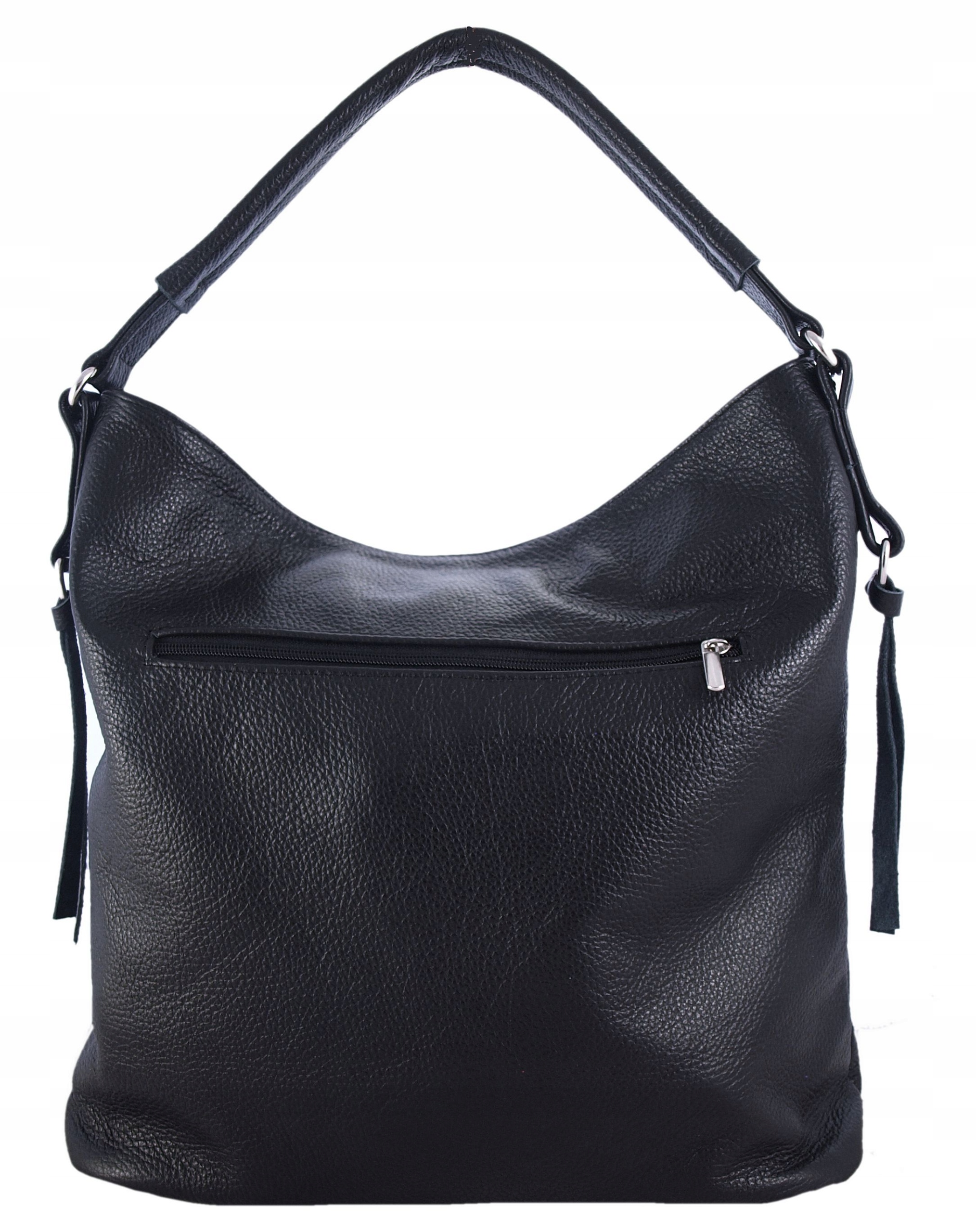 SKÓRZANA TOREBKA WOREK LISTONOSZKA CZARNA SKÓRA Styl miejski