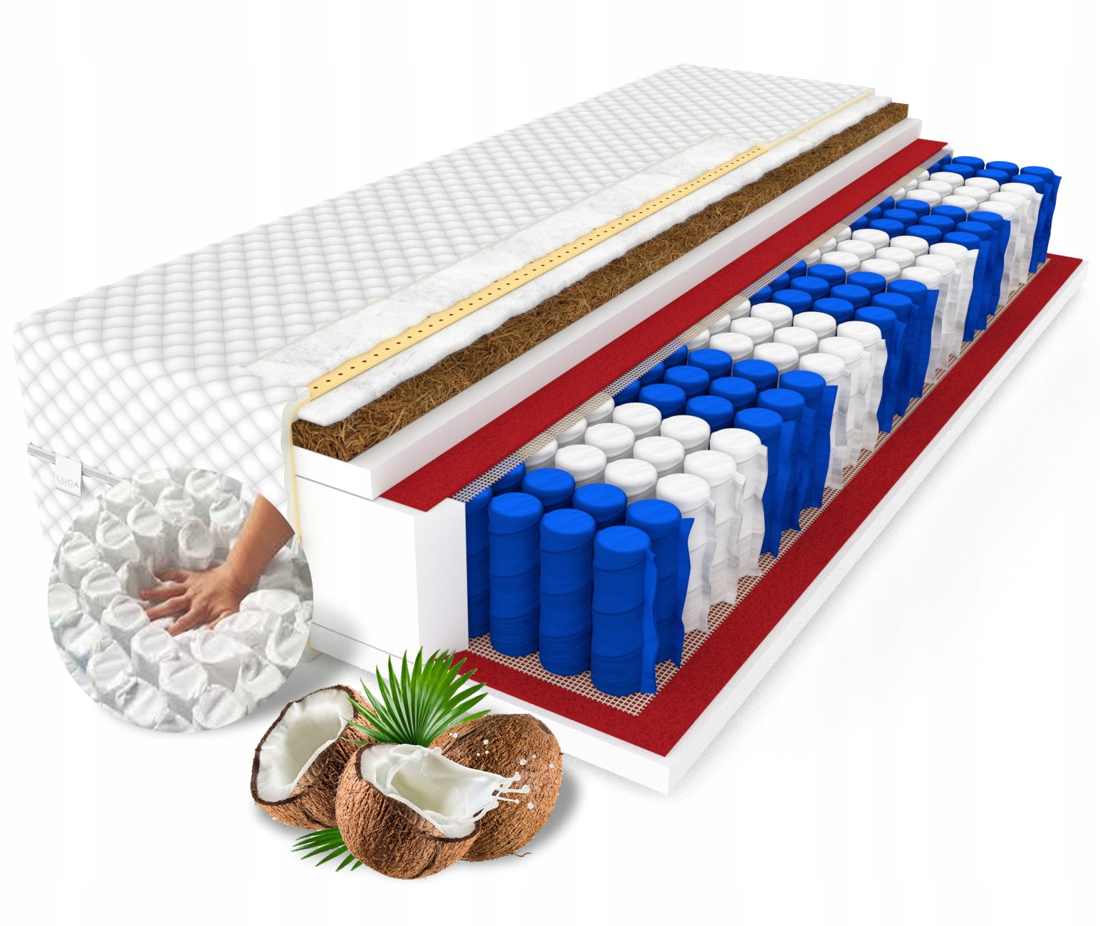 Materac 180x200 Kokos DAKOTA MAX Premium - 24 cm Marka LUCA