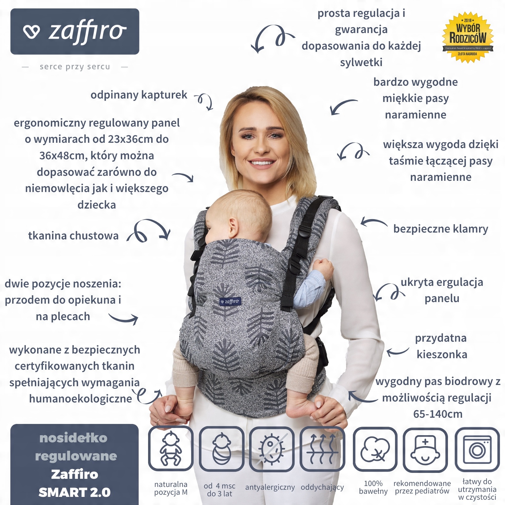 ZAFFIRO regulowane nosidełko SMART 2.0 Beige 9082677846 - Allegro.pl