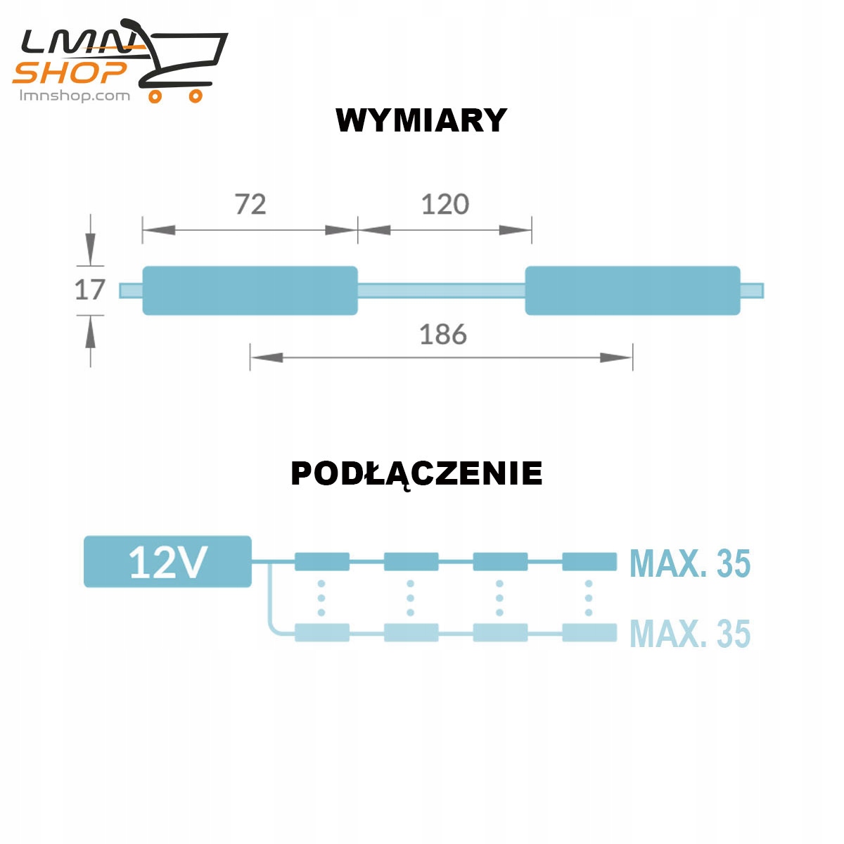 Moduł LED SAMSUNG ECO LENS 9500K |1W |12V|IP68 Typ inny