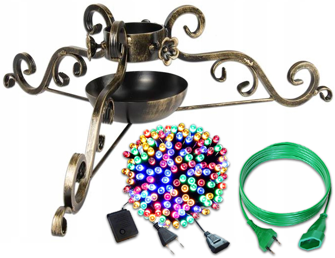 STOJAK POD NA CHOINKĘ OZDOBNY LAMPKI200LED + KABEL