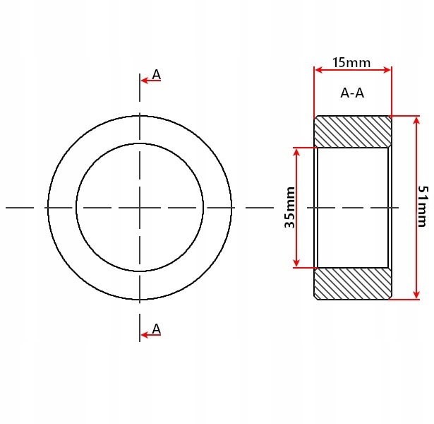 TULEJA DYSTANSOWA SWORZNIA CYLINDRA SIŁOWNIKA FI35 Numer katalogowy części 2080.TDDS.FI35VF